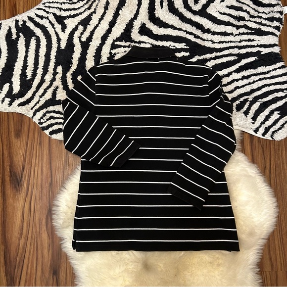 Ralph Lauren Lauren Active Polo Shirt Black and White Trimmed in Gold Size M - Picture 7 of 8
